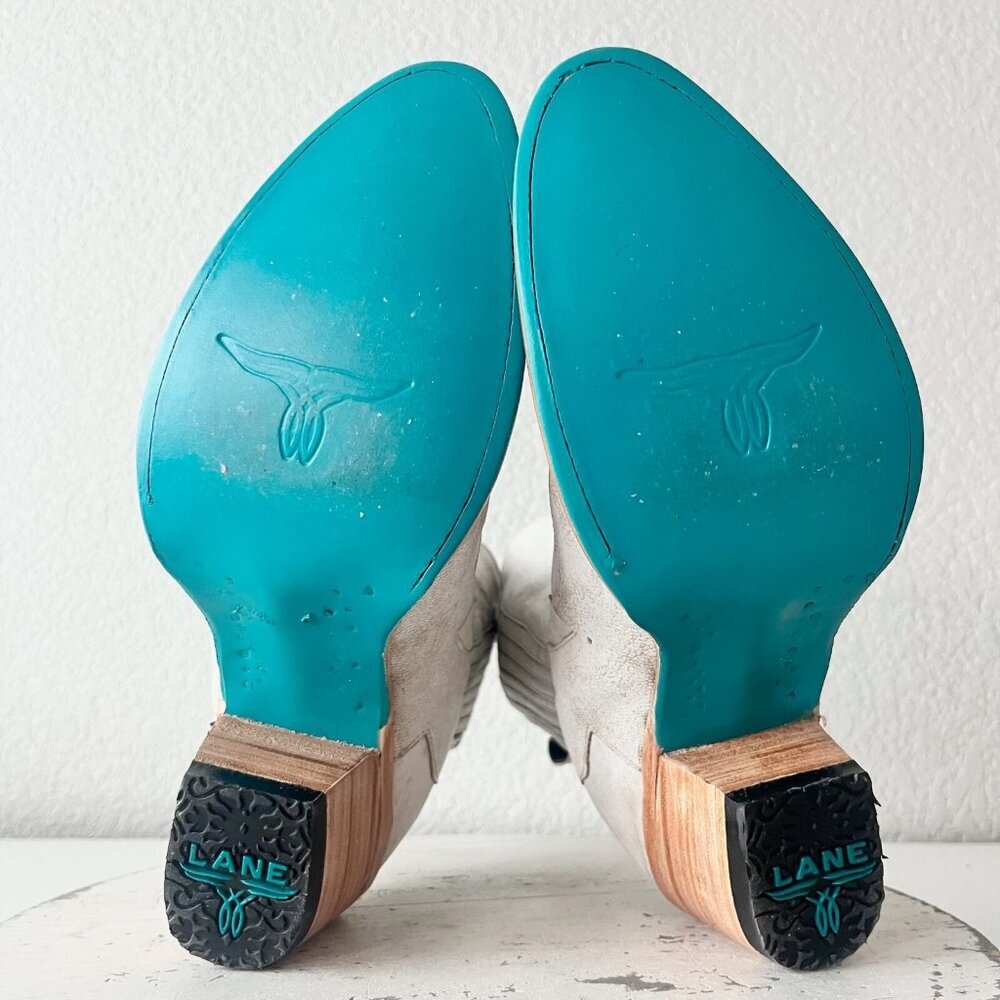 Lane CHELSEA Womens Cowboy Bootie 9 Western White Short Cowgirl Ankle Boots EUC - Picture 8 of 11